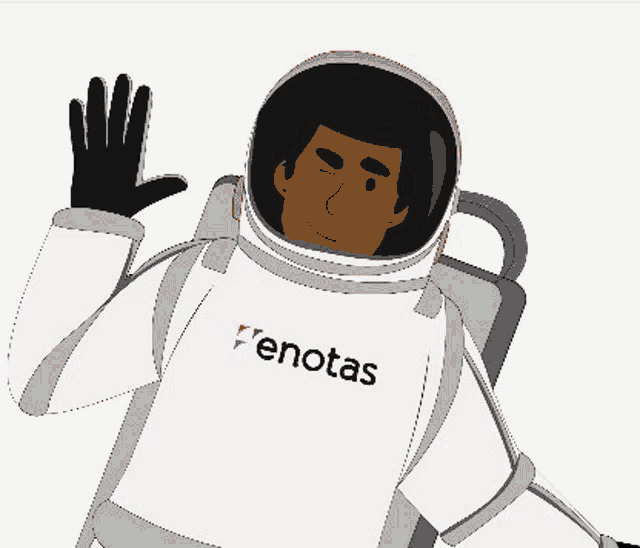 a cartoon of a man in a space suit waving .