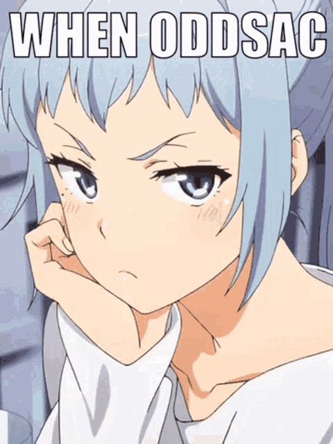 a picture of a girl with the words " when oddsac " on it