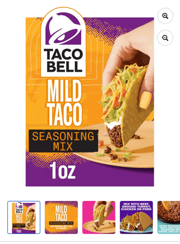 a box of taco bell mild taco seasoning mix 10z