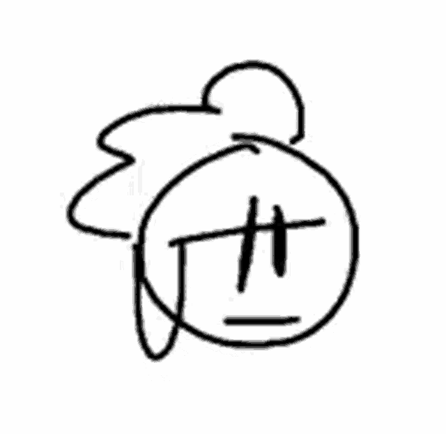 a black and white drawing of a person 's face with a serious expression .