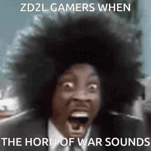zd2l gamers when the horn of war sounds with a man in a suit and tie