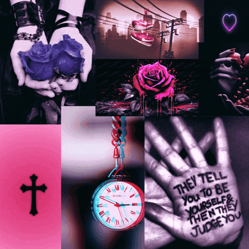 a collage of images with the words they tell you to be yourself and then they judge you