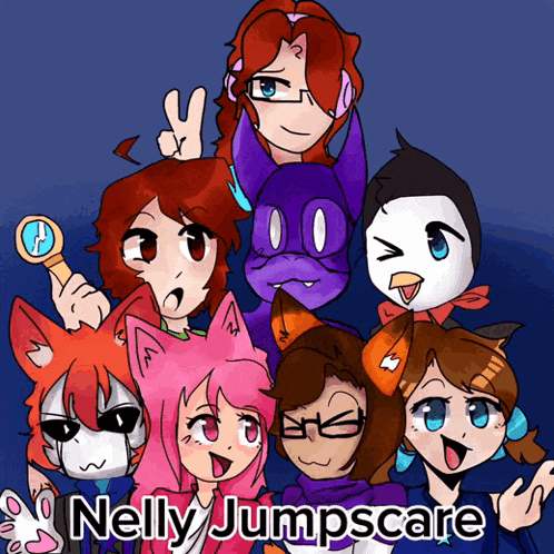 nelly jumpscare is written on the bottom of a poster
