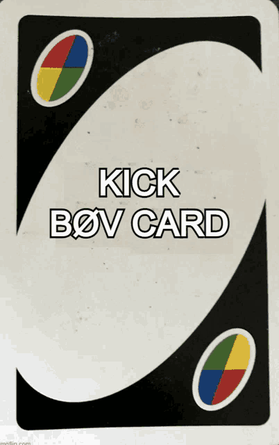 a playing card that says kick bov card on the back