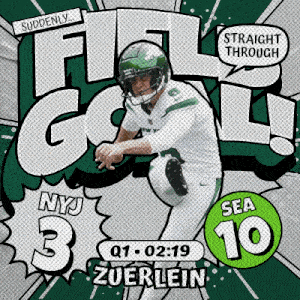 a cartoon drawing of a football player with the words " straight through "