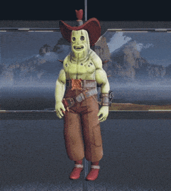 a cartoon character wearing a cowboy hat and pants