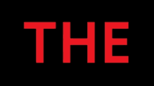 the word the is displayed in red on a black background