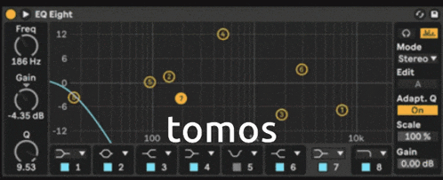a computer screen with the word tomos on the bottom