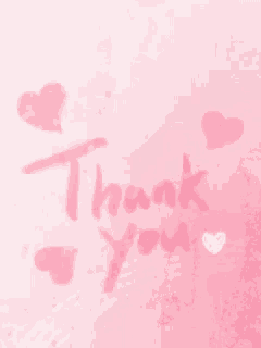a pink background with the words `` thank you '' written on it .