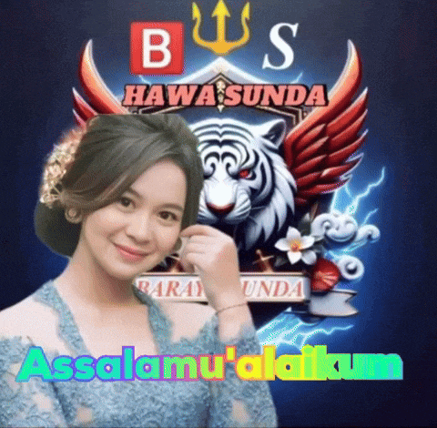 a woman is standing in front of a logo for hawa sunda