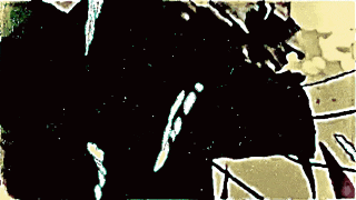 a cartoon drawing of a person holding something in their hand