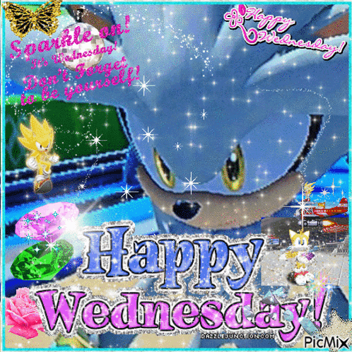 a picture of sonic the hedgehog with the words happy wednesday on it