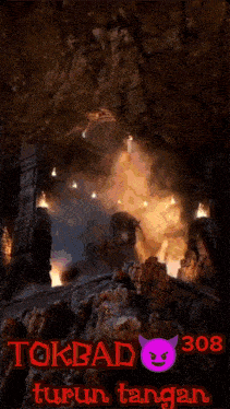 a poster for tokbad 308 shows a devil in a cave