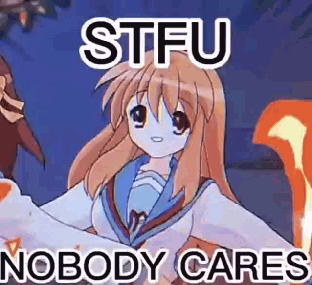 a cartoon of a girl holding a cup of coffee with the words `` nobody cares '' .