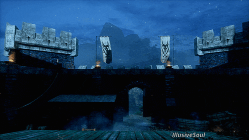 an illustration of a castle with the words illusive soul written below it