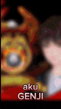 a poster that says aku genji with a blurred image