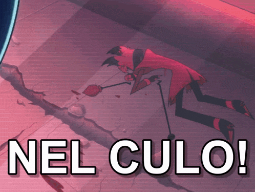 a cartoon character laying on the ground with the words nel culo written above him