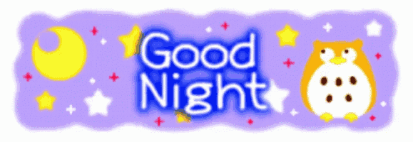a good night sign with an owl and a moon