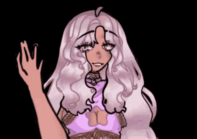 a drawing of a girl with white hair and the letter y on her top