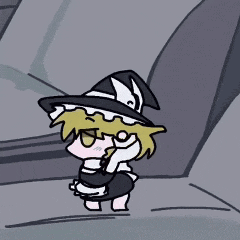 a cartoon character wearing a black and white hat
