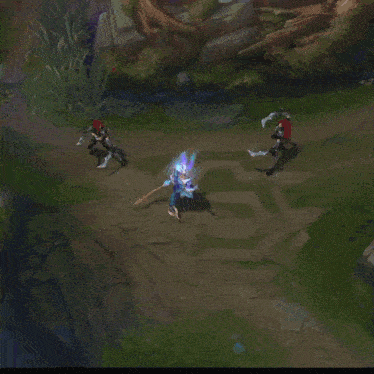 a person holding a sword in a circle with swirls around them