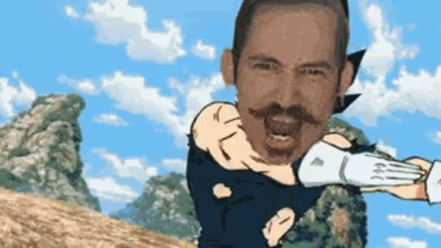 a cartoon drawing of a man with a mustache and a beard