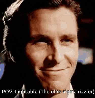 a close up of a man 's face with the caption lightable the ohio sigma rizzler