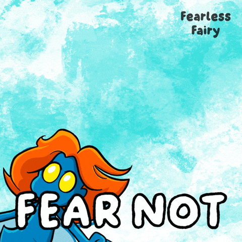 a poster that says fear not on it with a cartoon character
