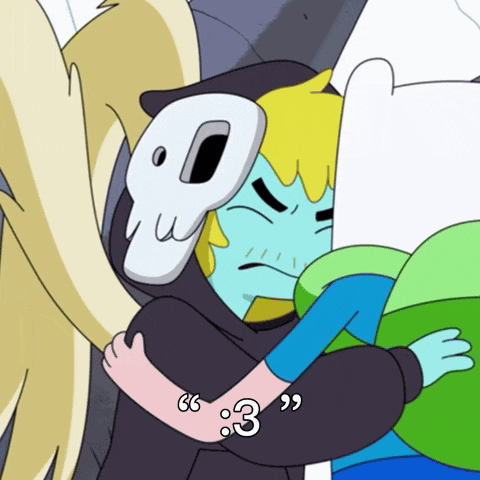 a cartoon character wearing a skull mask is hugging another cartoon character