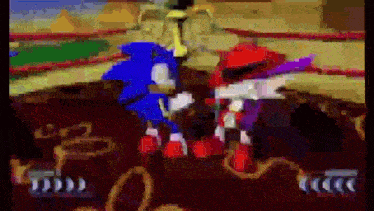 sonic the hedgehog and shadow the hedgehog are standing next to each other in a video game