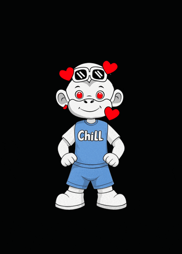 a cartoon character is wearing a shirt that says chill