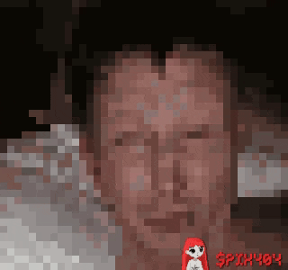 a pixelated image of a man 's face with the words spix404 below