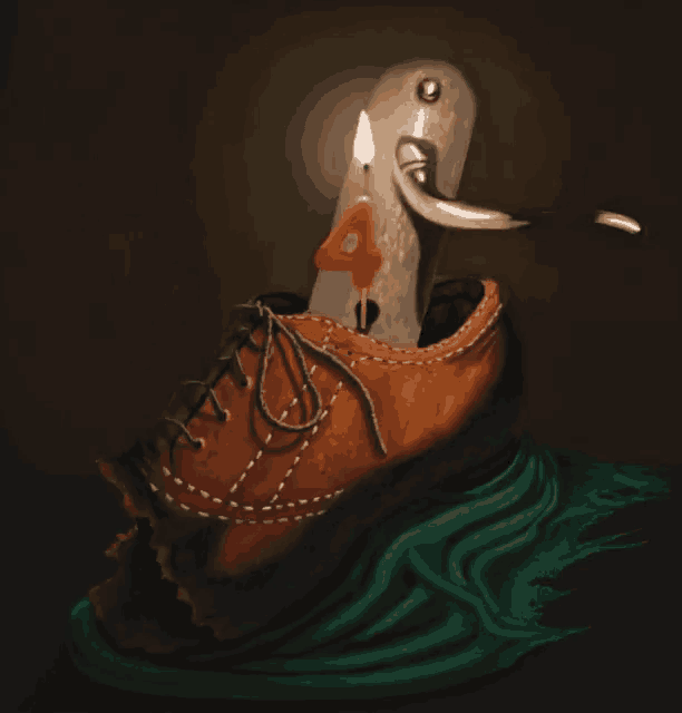 a brown shoe with a candle in it