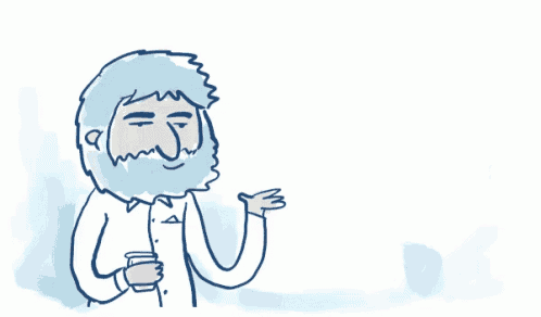 a cartoon of a man with a beard holding a persona just like me