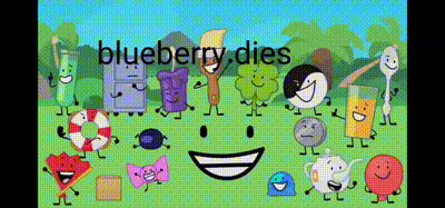 a group of cartoon characters are standing in a grassy field with the words blueberry dies written on the bottom