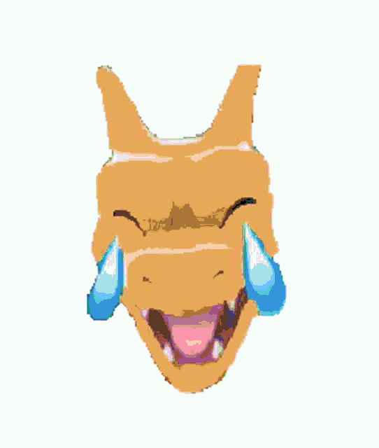 a pixel art drawing of a green monster with pink horns