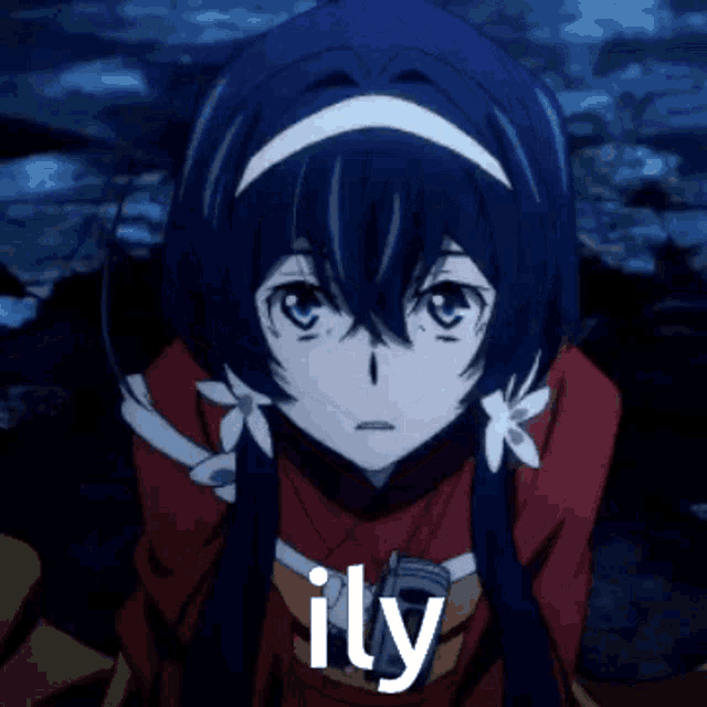 a close up of a anime girl with the word illy written on it