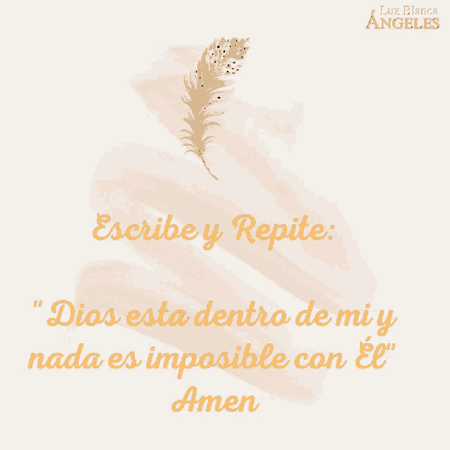 a poster with a feather and the words escribe y repite