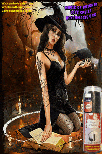 a picture of a witch with the words magic of brighid love spells written on it
