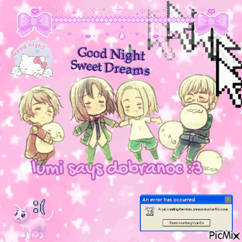 a computer screen says good night sweet dreams lumi says dobranoc 3