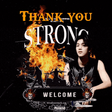 a poster that says ' thank you strong ' on it
