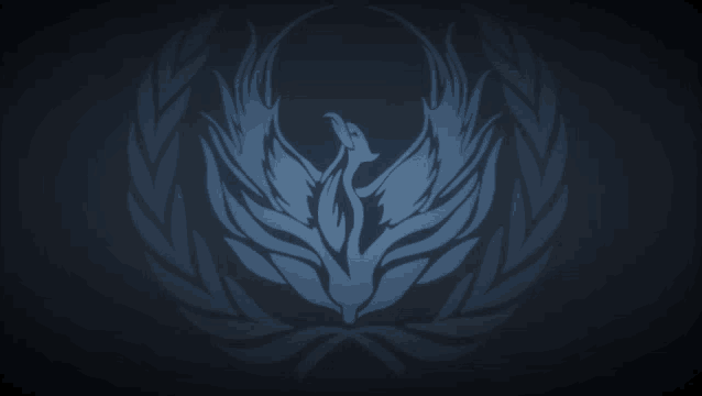 a dark blue background with a feathered bird in the center