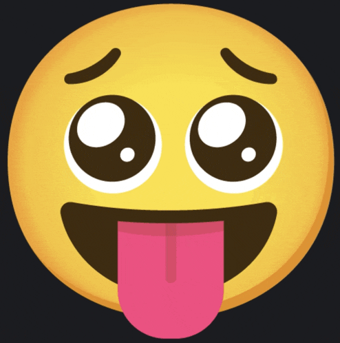 a smiley face with a pink tongue sticking out of it