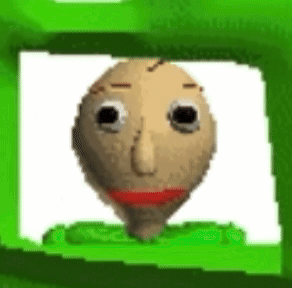 a pixelated image of a bald man 's face with a red lip .