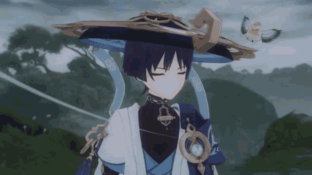 a cartoon character with a hat that has a circle on it