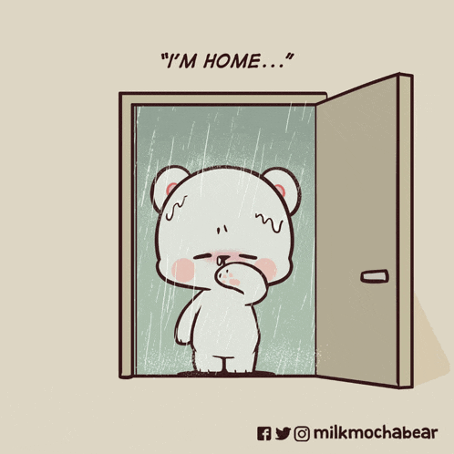 a cartoon of two teddy bears with the words " my home " above them