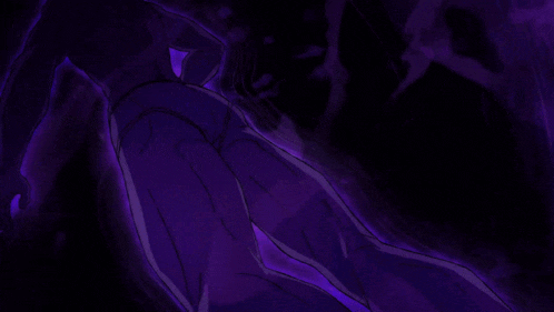a purple anime character with a purple eye