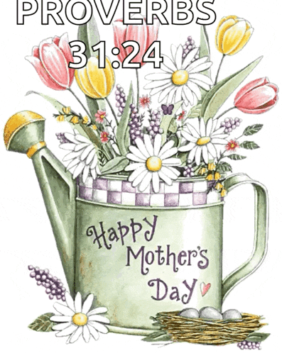 a watering can with flowers in it and the words happy mother 's day on it