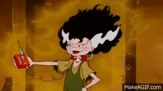 a cartoon character is dressed as a bride and holding a telephone .