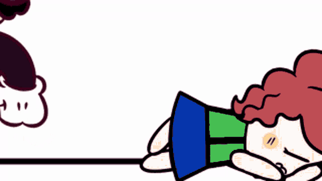 a cartoon drawing of a man standing next to a sleeping child